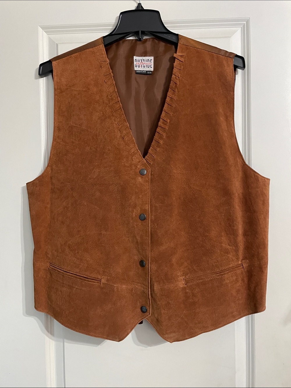 Vintage OUTSIDE Influence Brown Western Style Cowboy Men’s Suede Leather Vest 2X